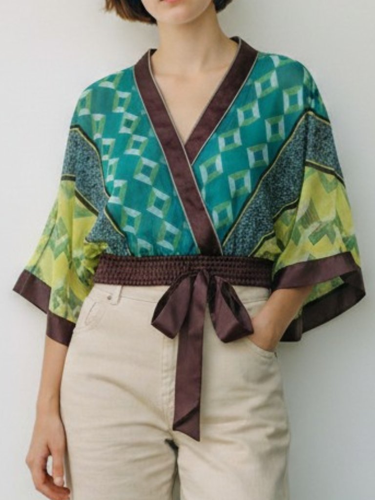 Xoxo | Boho Crop Top Wrap Blouse Shoulders Uncovered